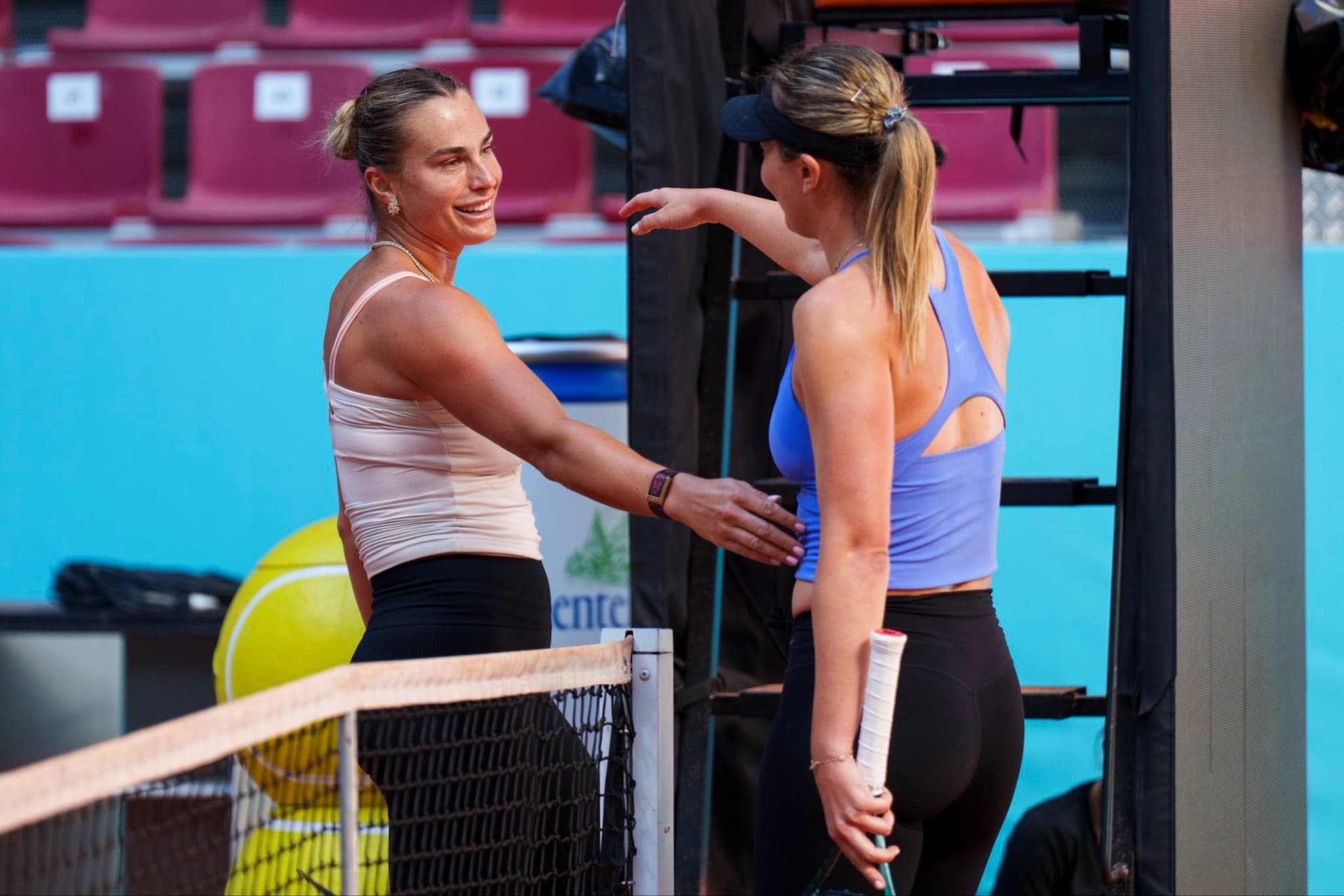 Sabalenka y Badosa, en el entrenamiento de la Caja Mágica.