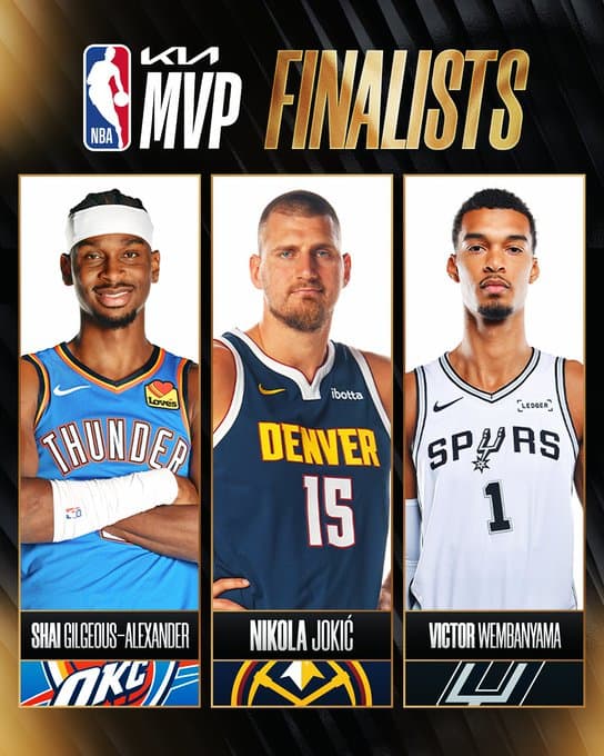 Gilgeous-Alexander, Jokic y Wembanyama, finalistas al MVP de la NBA