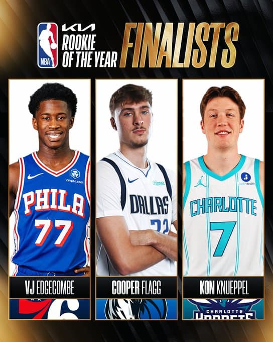 Cooper Flagg, Kon Knueppel y V.J. Edgecombe son los finalistas para ser Rookie del Año NBA