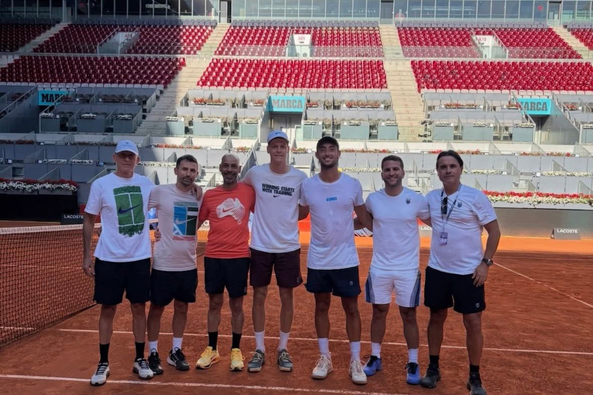 Sinner, en su primer entreno en Madrid con Tirante.