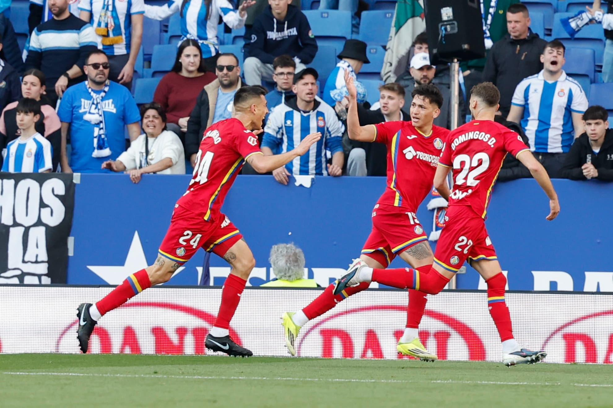 Duarte celebra el gol del Getafe.