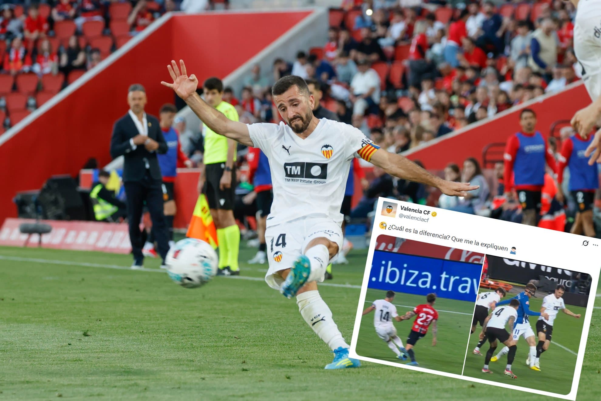 Gayá, durante el partido Mallorca - Valencia.