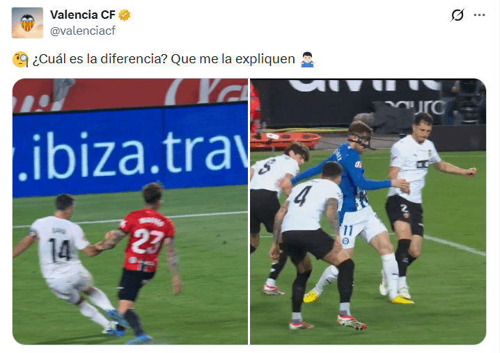 Imagen del mensaje del Valencia en X.
