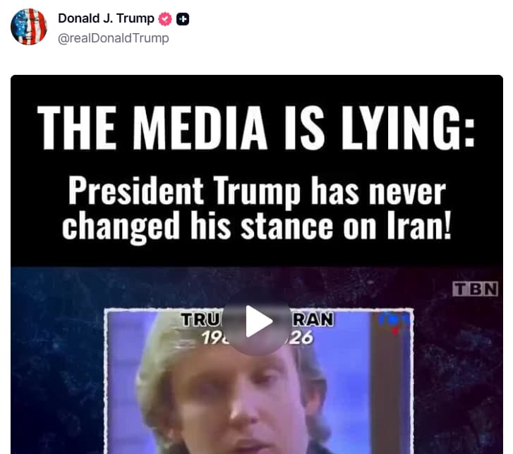 Captura del vídeo publicado por Trump en sus redes sociales.