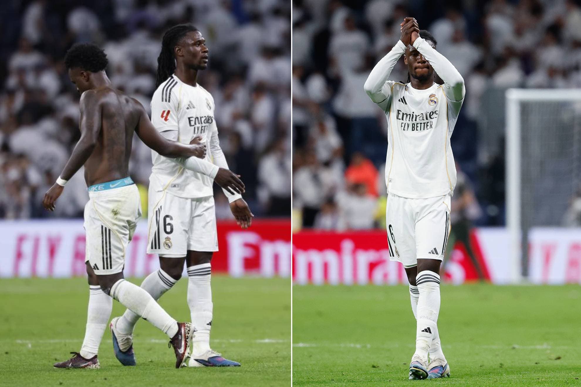 Camavinga y Vinicius tras el partido frente al Alavés en el Bernabéu.