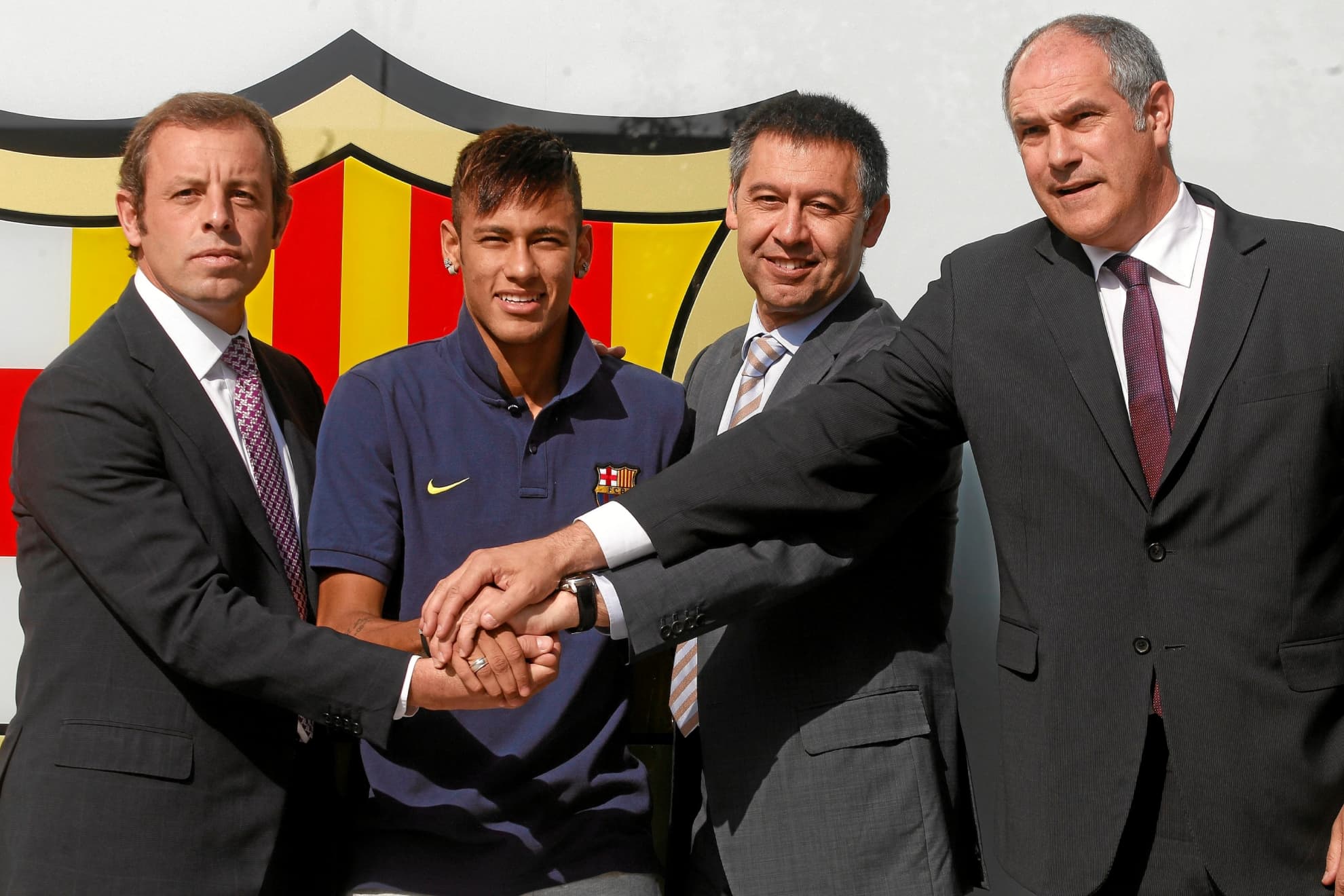 Rosell, Neymar, Bartomeu y Zubizarreta.