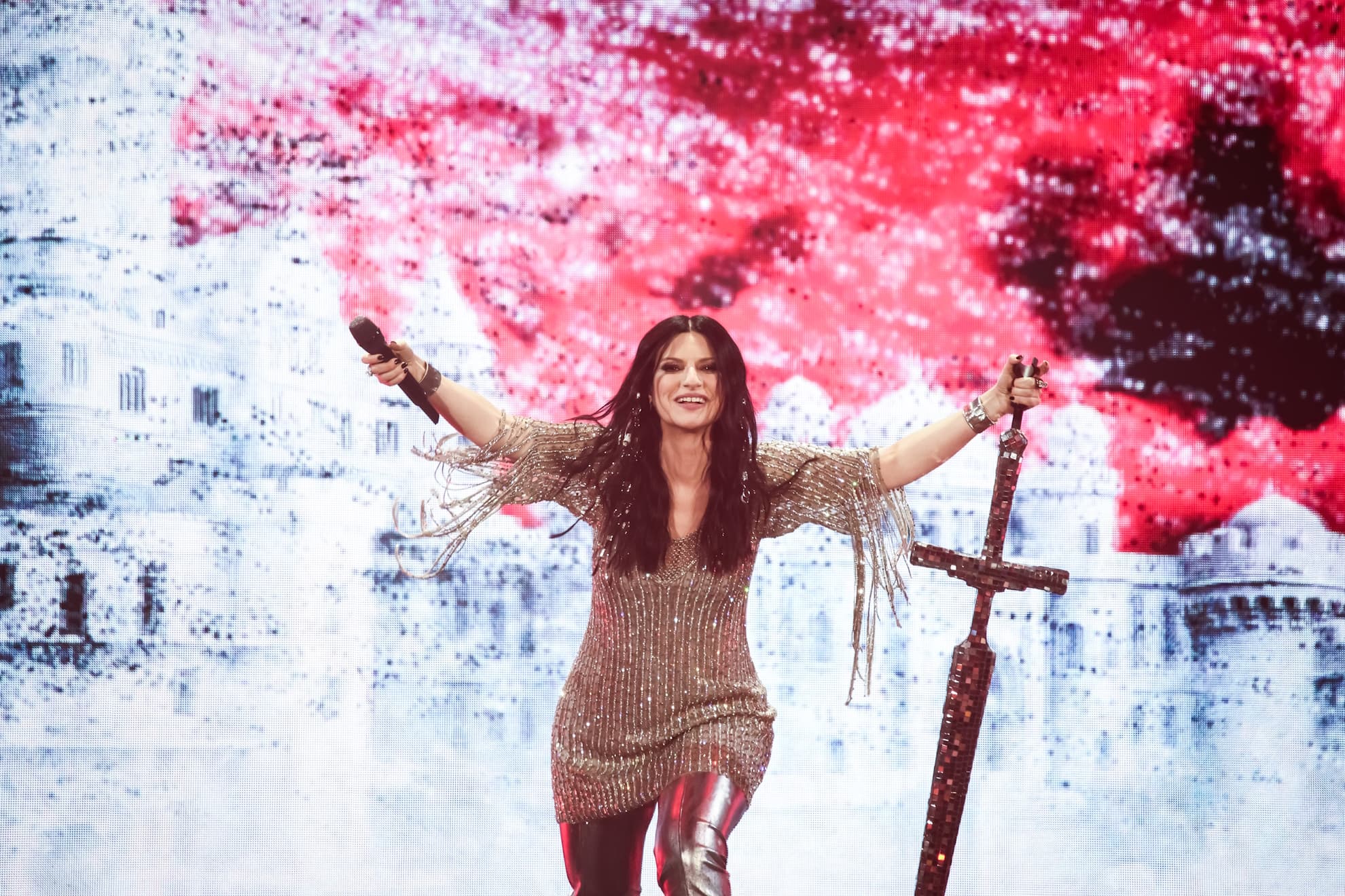 Laura Pausini, durante su concierto en Madrid.