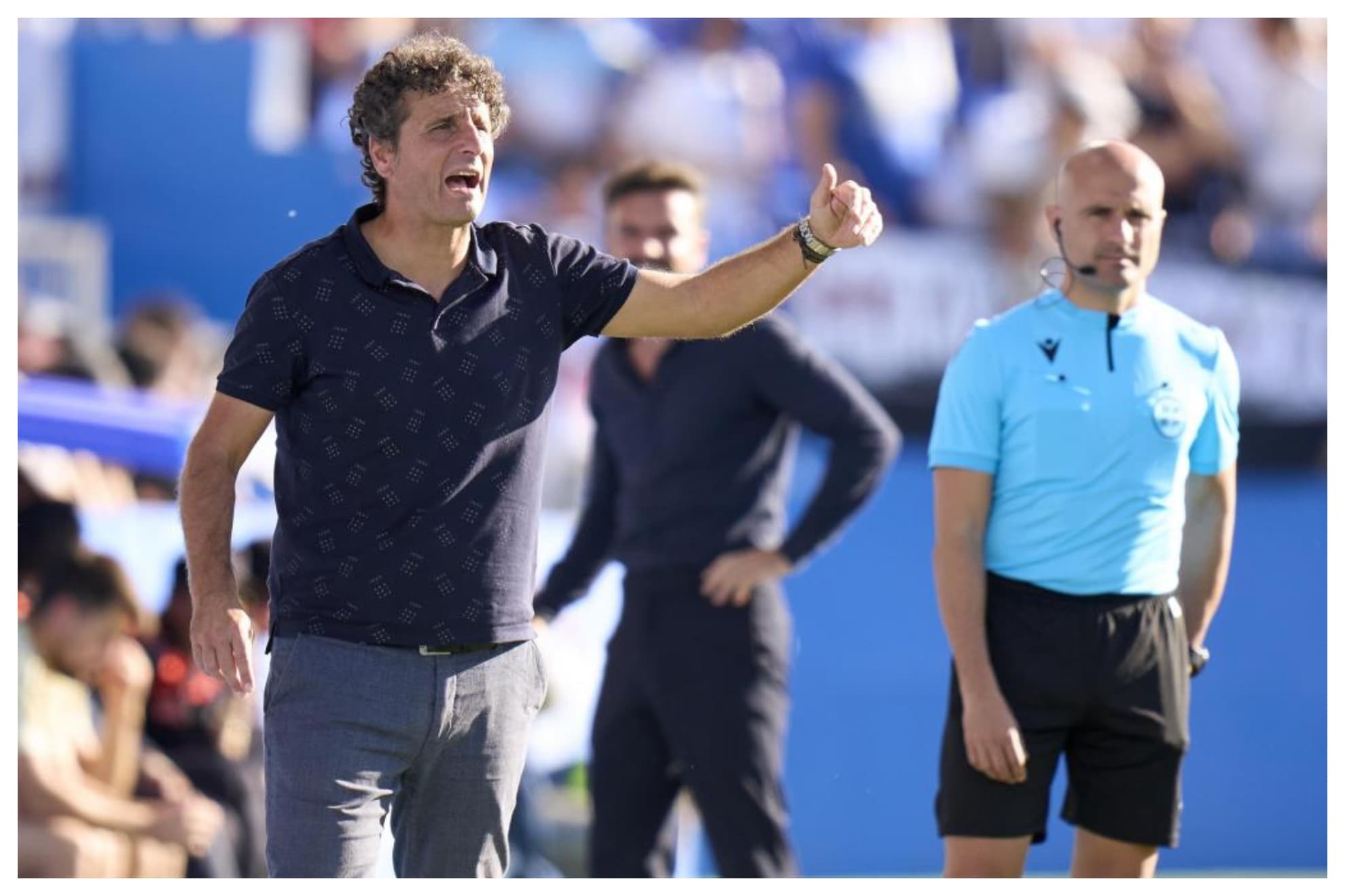 Imanol Idiakez, durante un partido al frente del Leganés