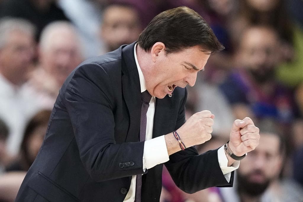 Xavi Pascual celebra una acción frente al Estrella Roja en el choque de este martes.