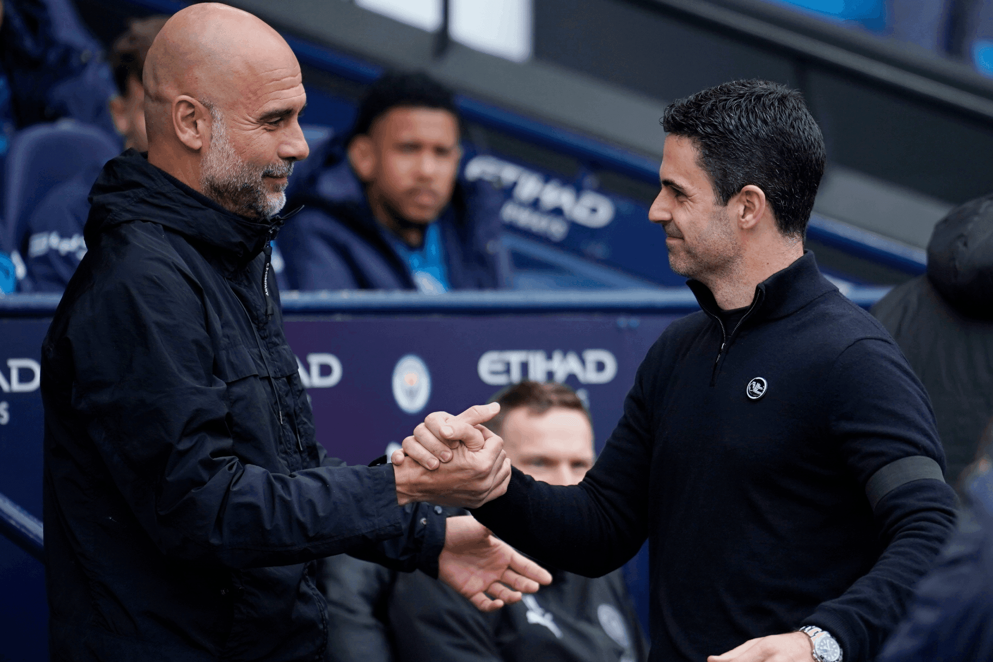 Guardiola y Arteta se saludan