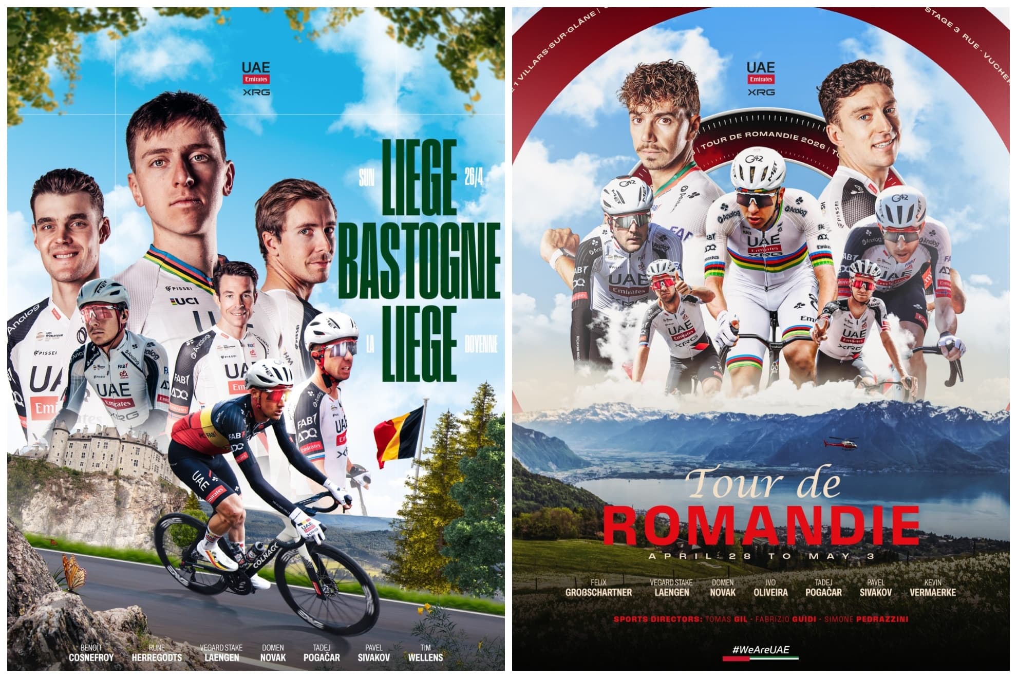 Equipos de Pogacar para Lieja y Romandía.