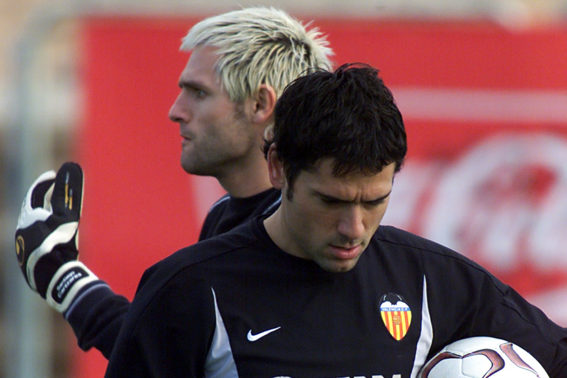 Cañizares y Palop, en un entrenamiento del Valencia.