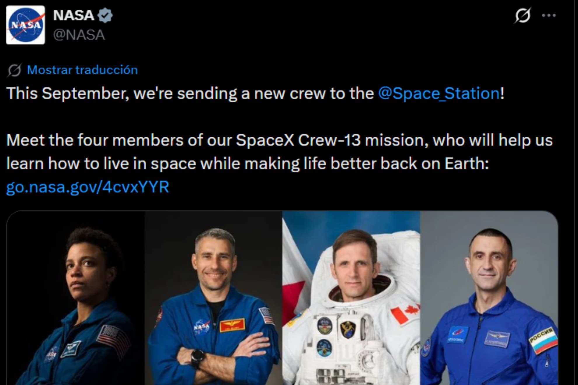 La tripulación internacional de Crew-13