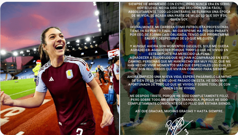 Paula Tomás, anunciando su retirada.