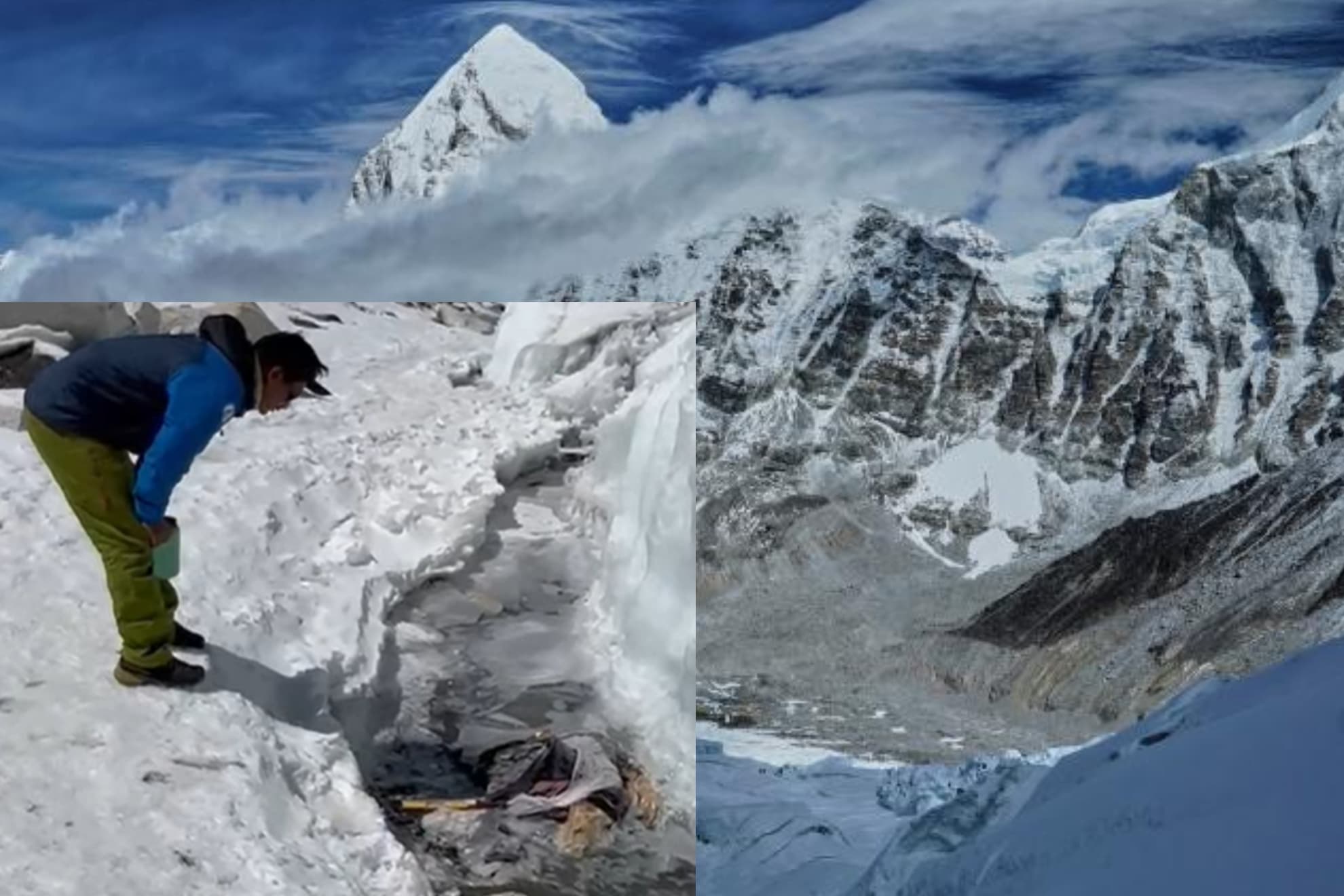 El Everest y el cadáver encontrado en el hielo.