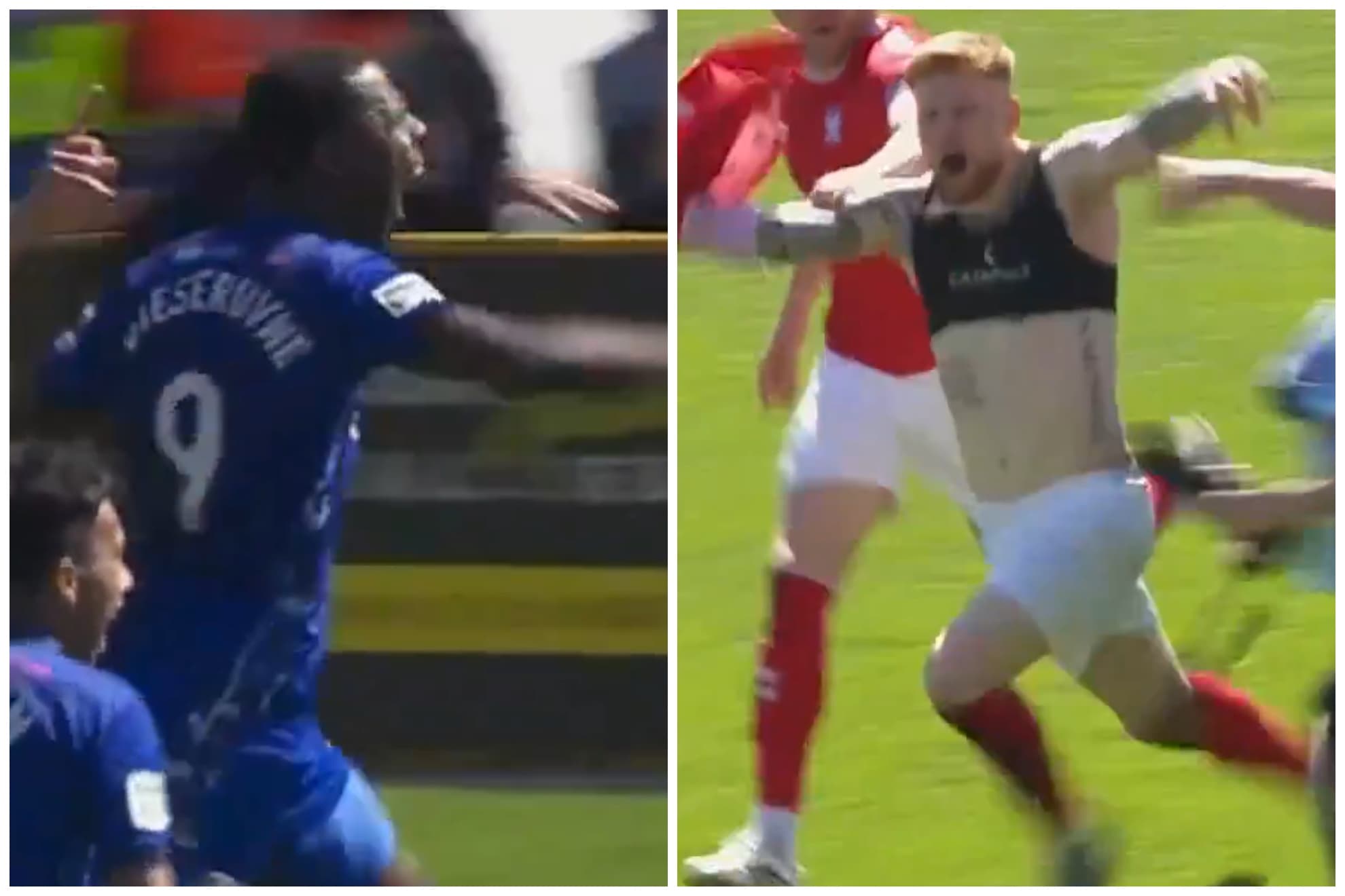 Imagen del gol del Rochdale y, después, del York.