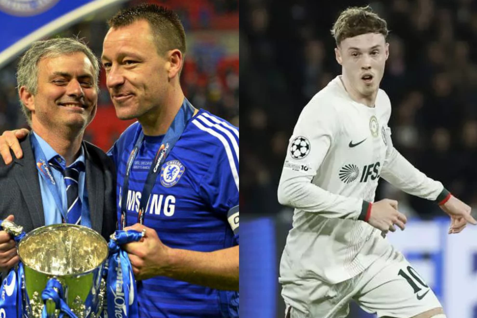 Terry con Mou en su época en el Chelsea y Palmer en un duelo reciente.