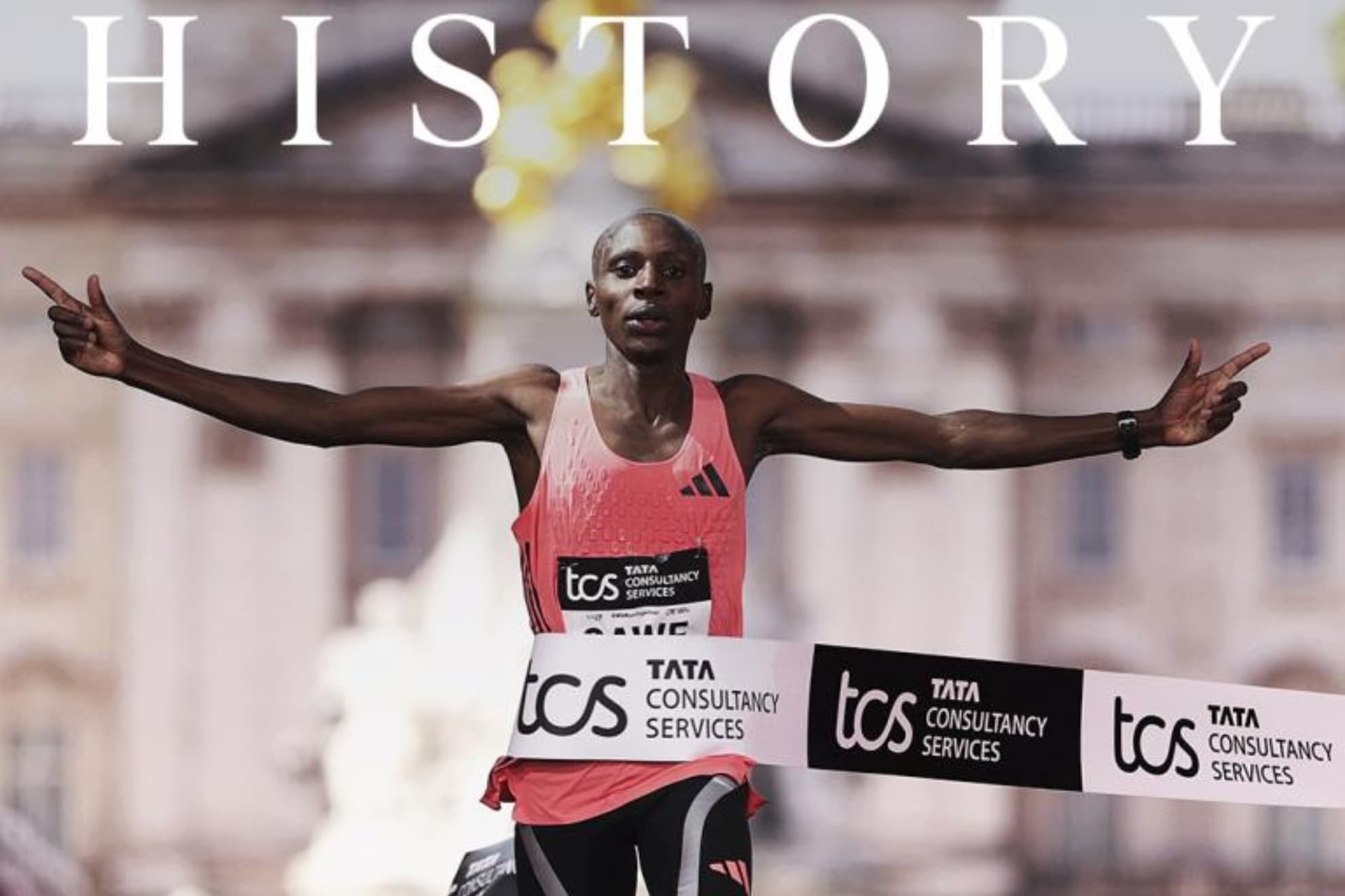 Sawe, en la meta del maratón de Londres