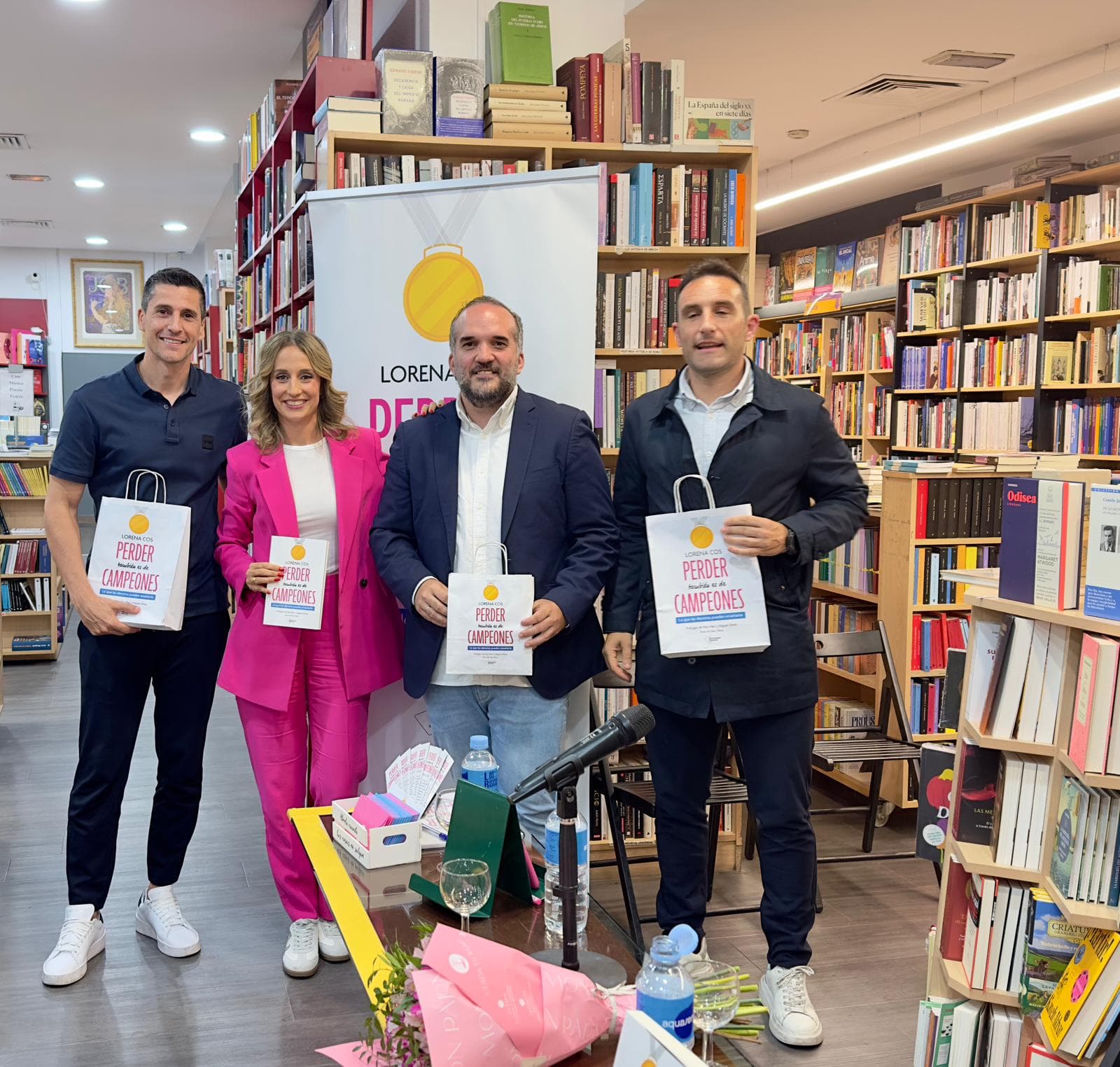 Dámaso, durante el acto con Carlos Ortiz, Lorena Cos y Nacho Labarga.