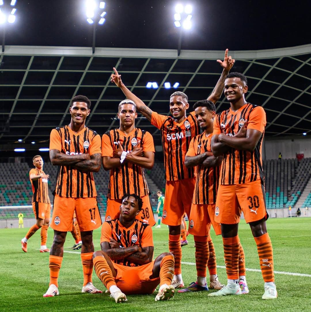 Algunos de los jugadores brasileños del Shakhtar Donetsk.