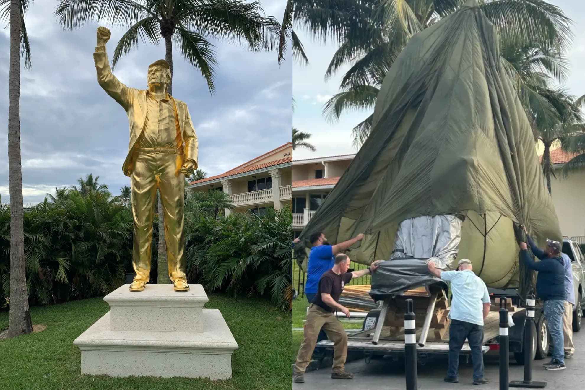 La estatua de Donald Trump instalada en Doral este mes.