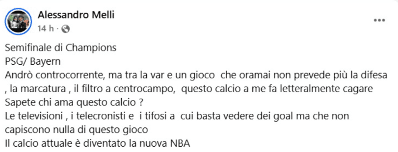 El mensaje de Alessandro Melli.