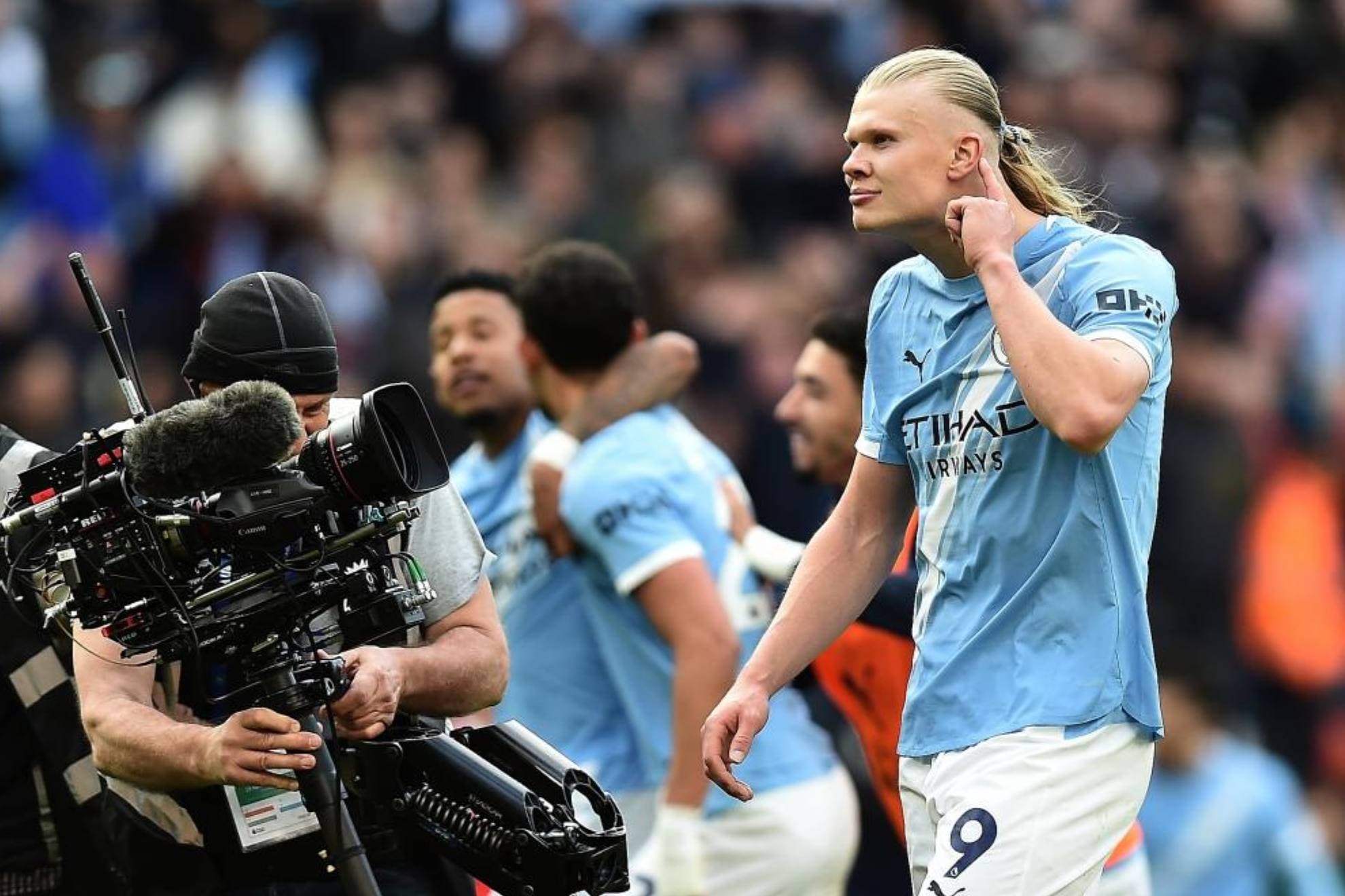 Haaland celebra el gol de la victoria frente al Arsenal