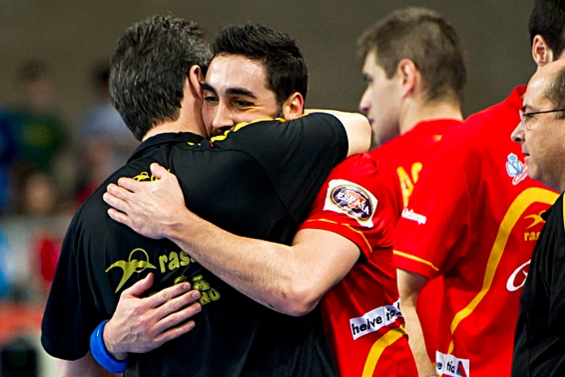 Valero Rivera padre y su hijo celebran el oro en el Mundial de 2013.