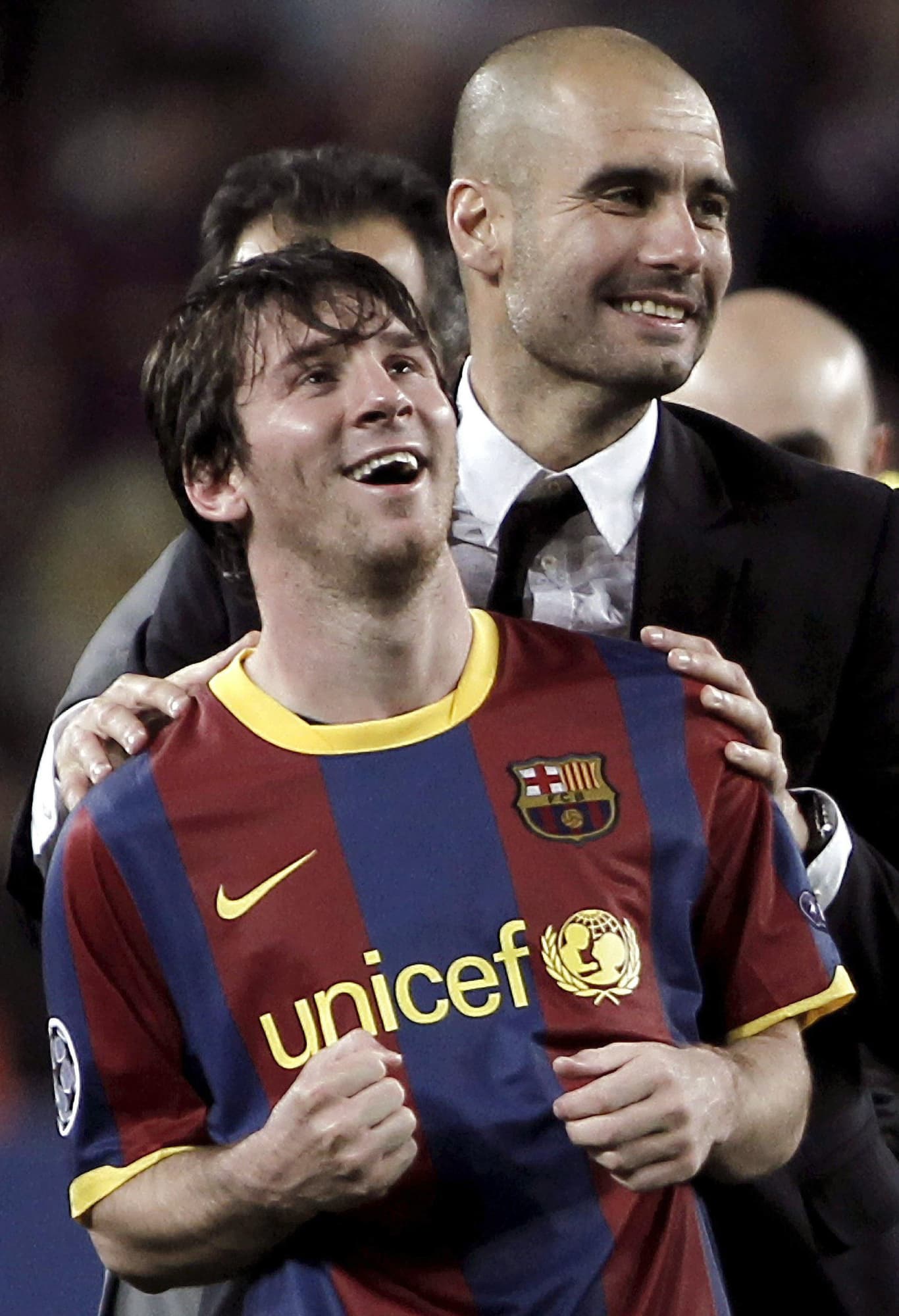 Pep Guardiola y Leo Messi.
