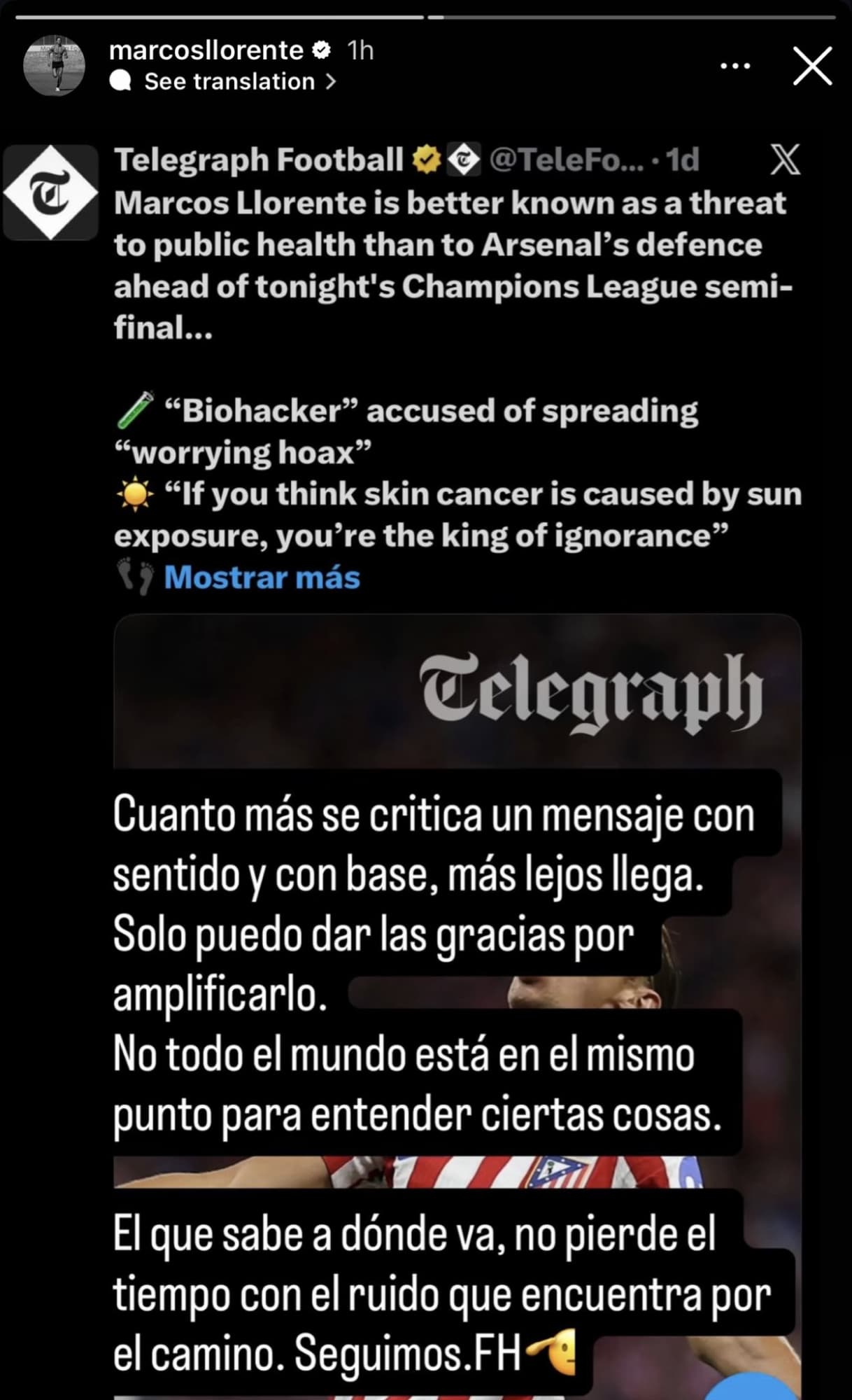 La respuesta de Llorente a Telegraph