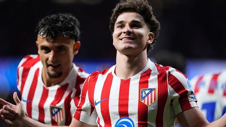 Julián Álvarez, clebrando un gol con el Atlético de Madrid