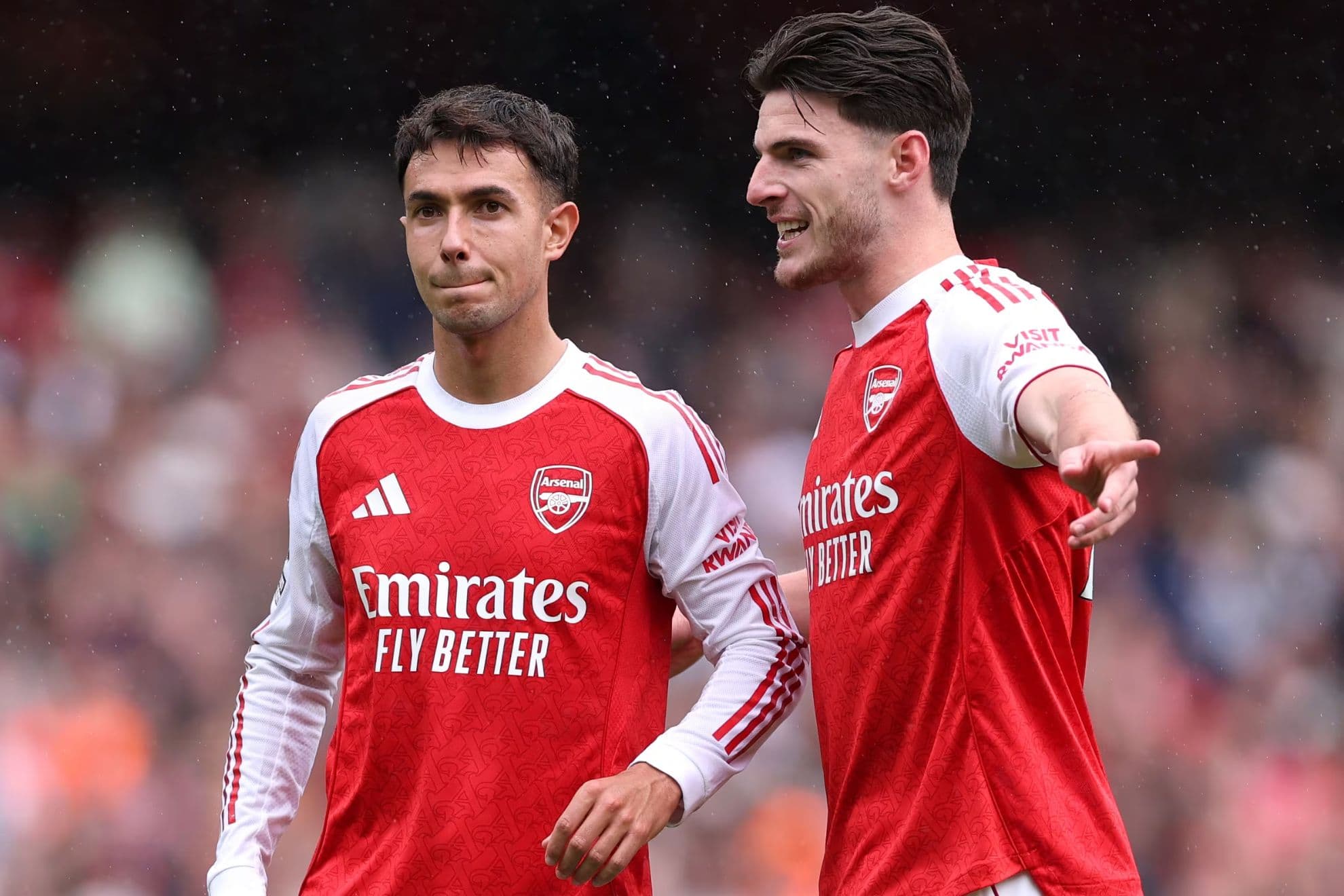 Martin Zubimendi y Declan Rice