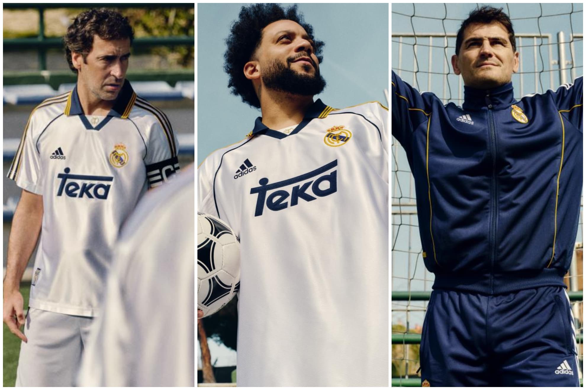 Un montaje con una imagen de Raúl, Marcelo y Casillas.