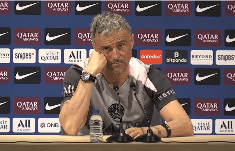 Luis Enrique, durante la rueda de prensa de hoy.
