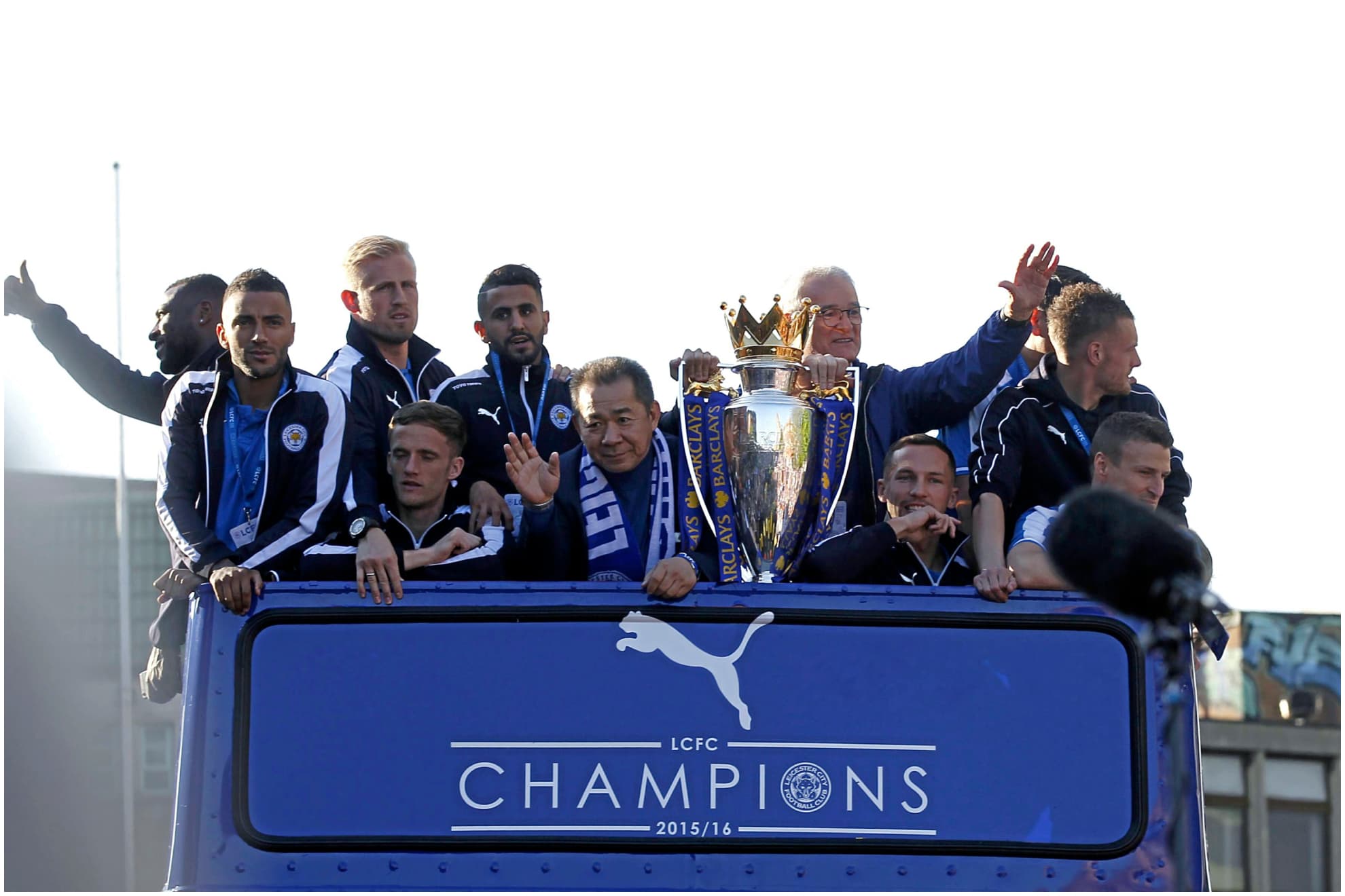 Ranieri encabezó la celebración en 2016 por las calles de Leicester.