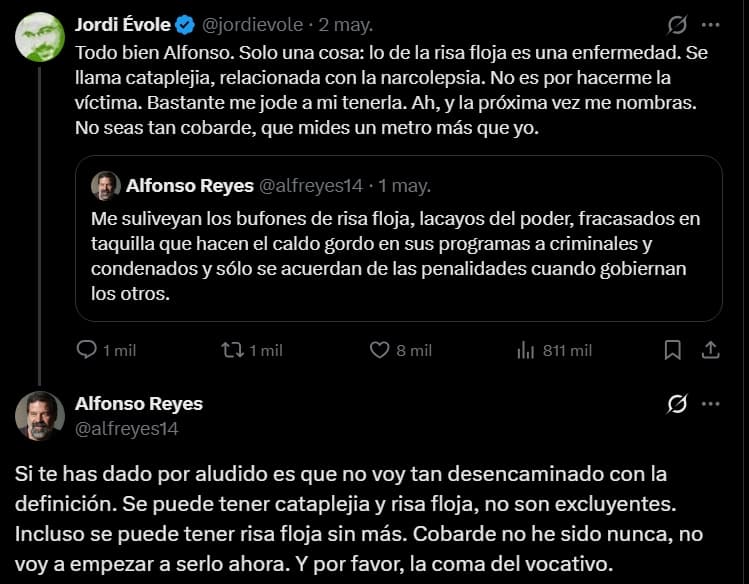 Jordi Évole y Alfonso Reyes se enzarzan en X.