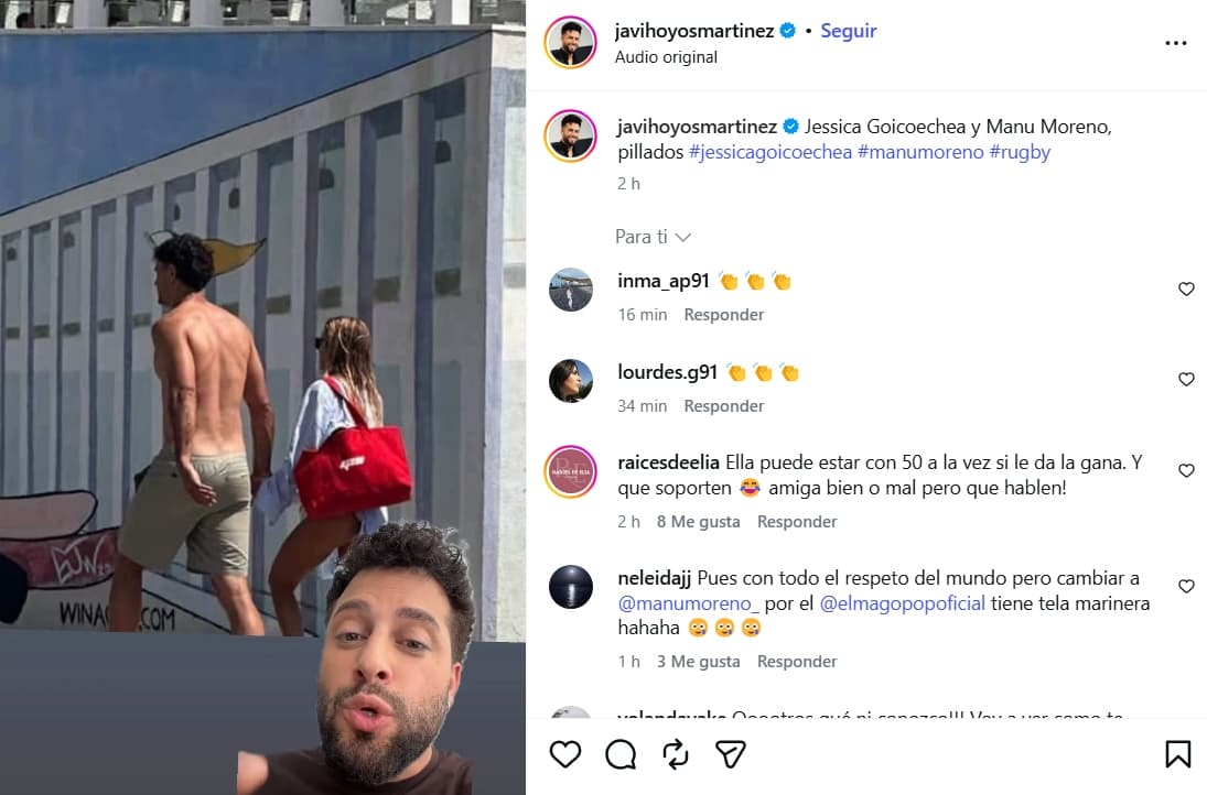 Javi Hoyos da la información de Jessica Goicoechea y Manu Moreno cogidos de la mano.