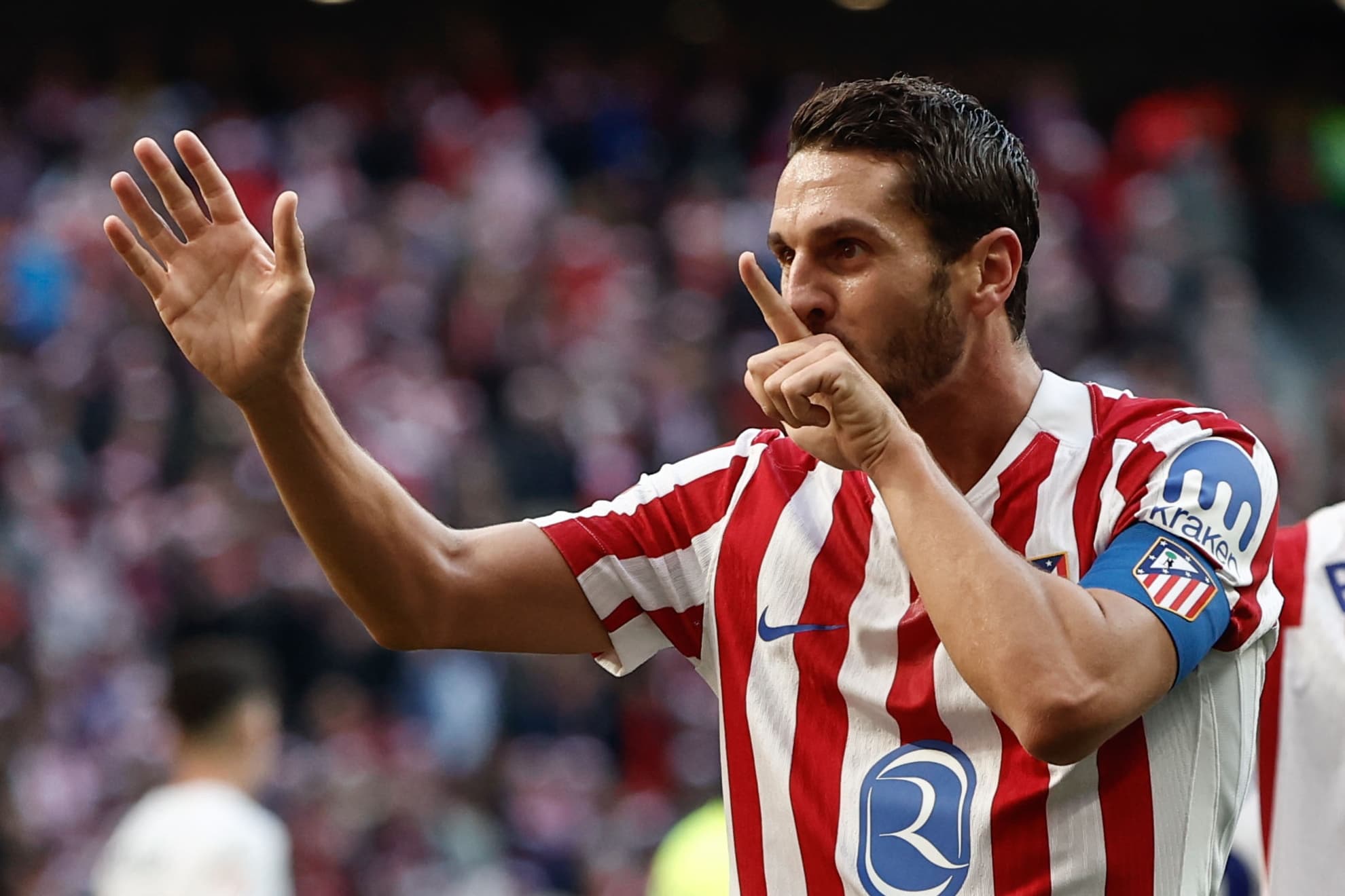 Koke, celebrando con el Atlético de Madrid