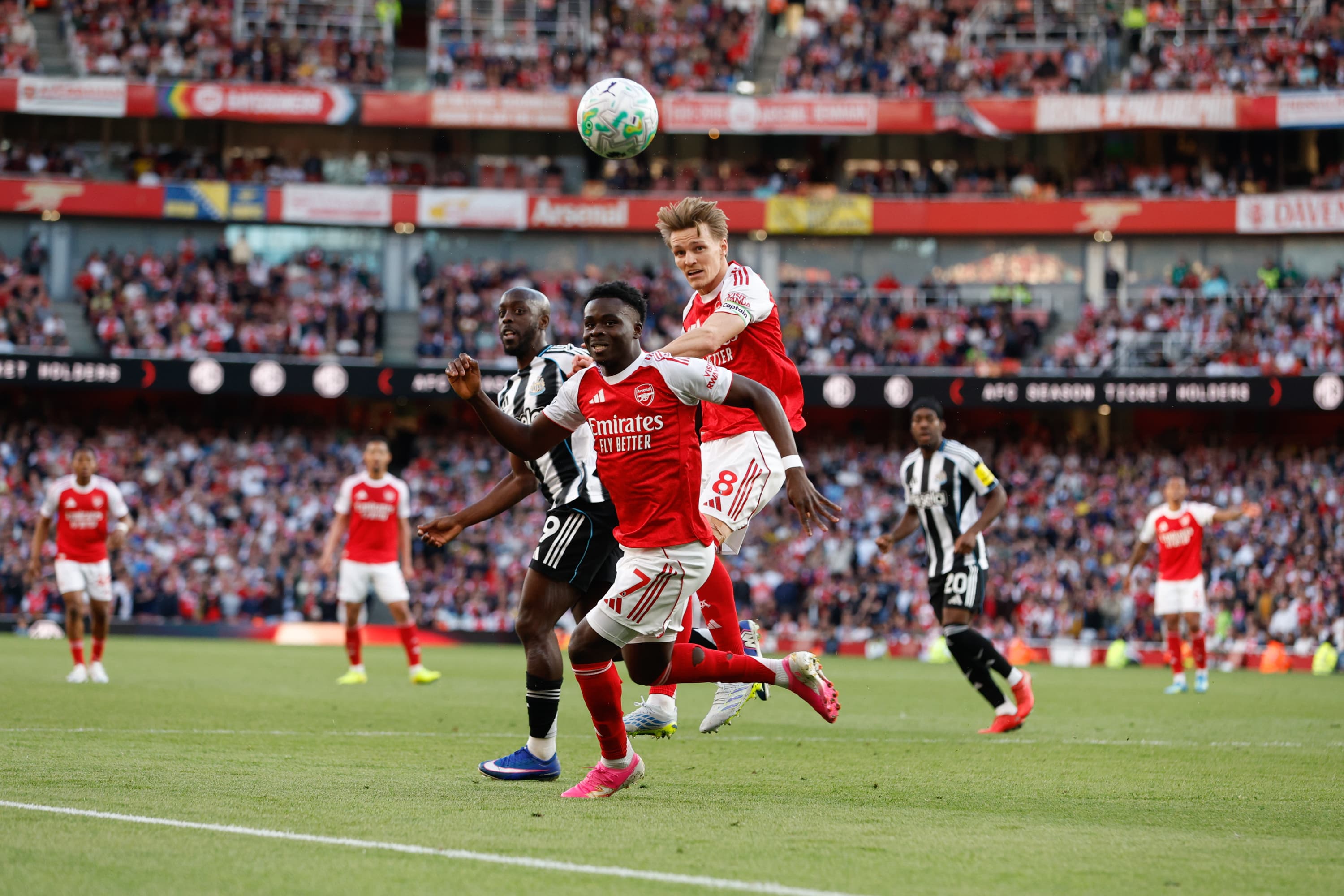 Saka, durante el partido contra el Newcastle