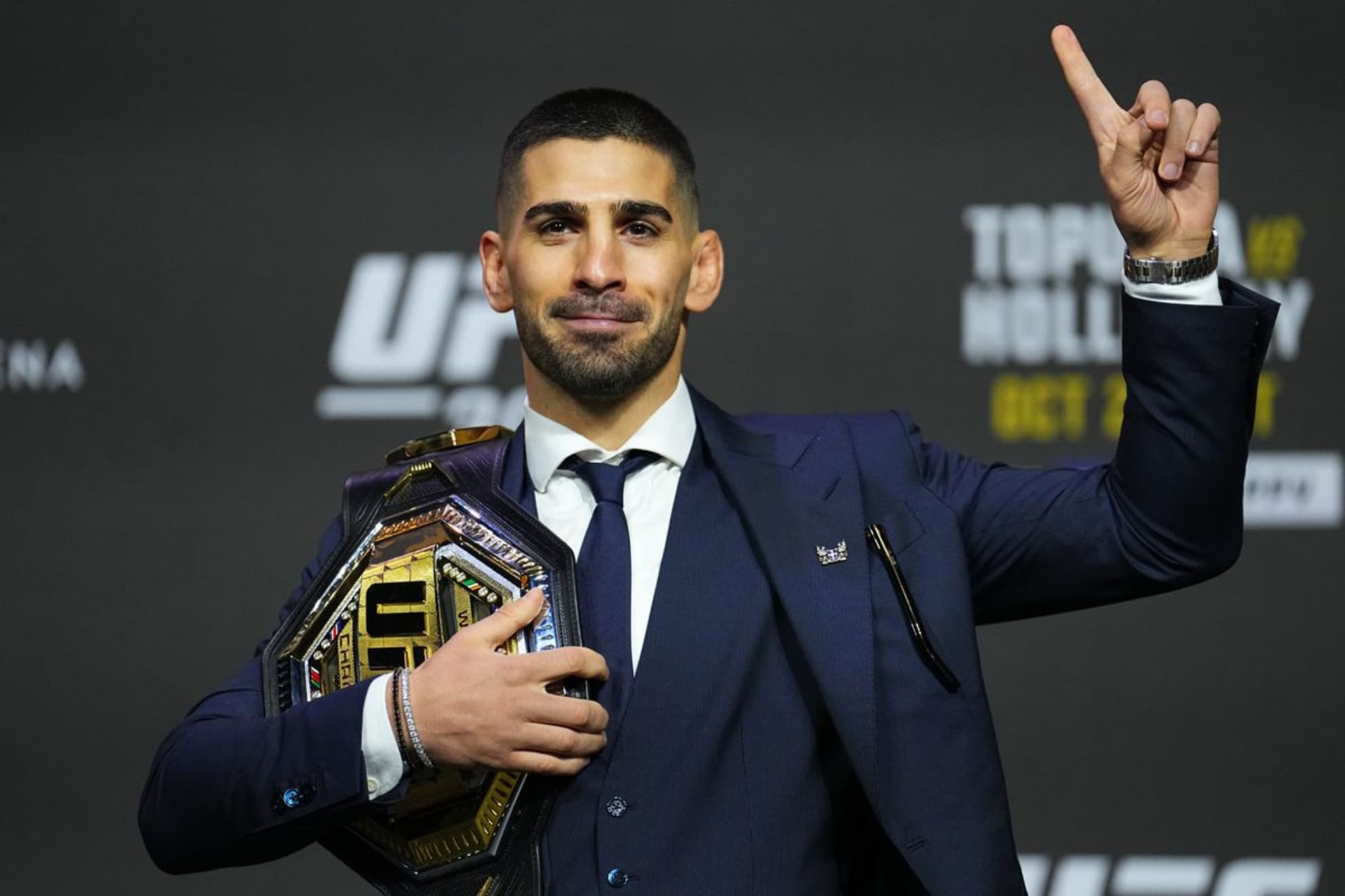Ilia Topuria, en una rueda de prensa de UFC.