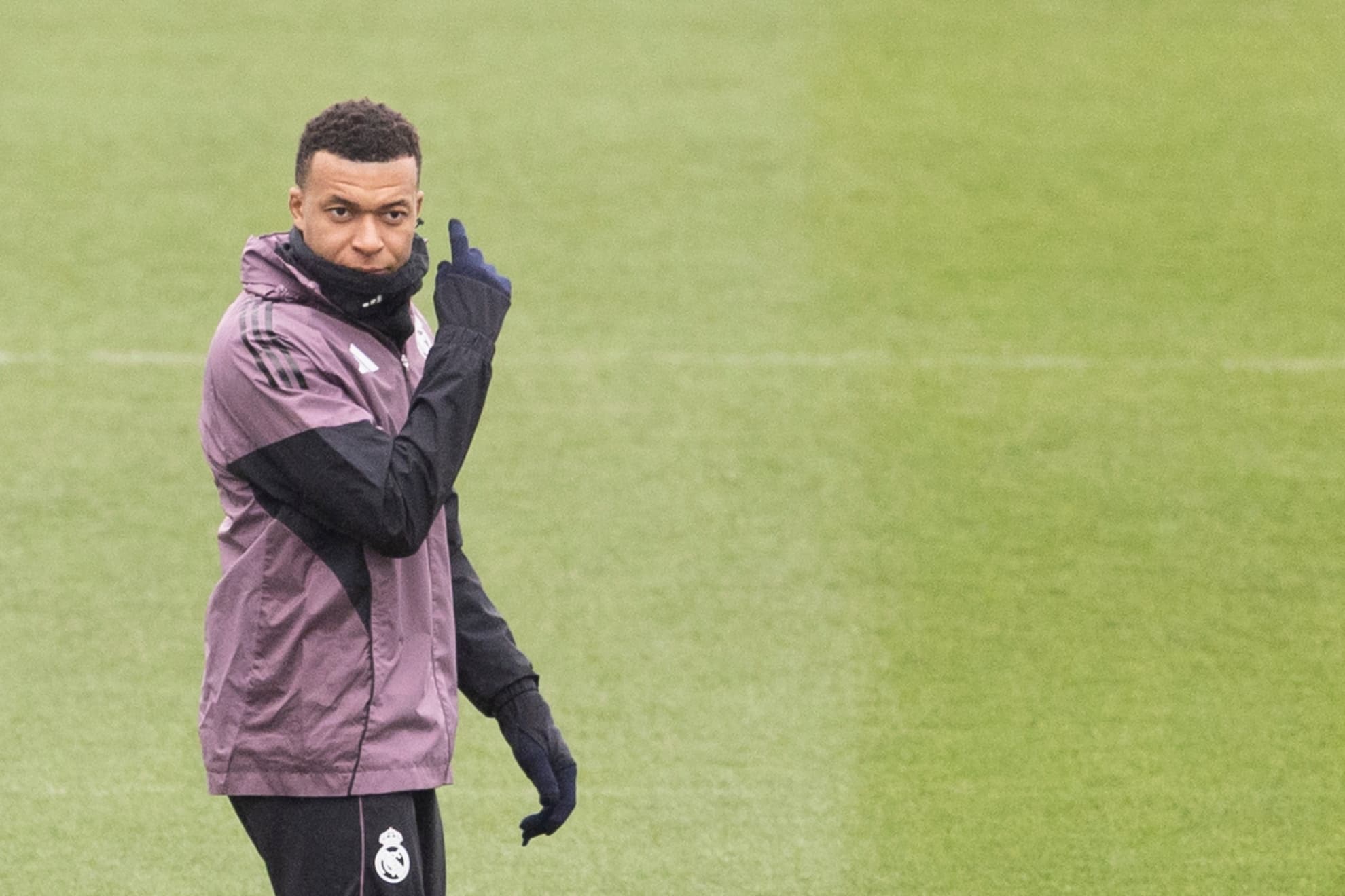Mbappé, en un entrenamiento en Valdebebas.