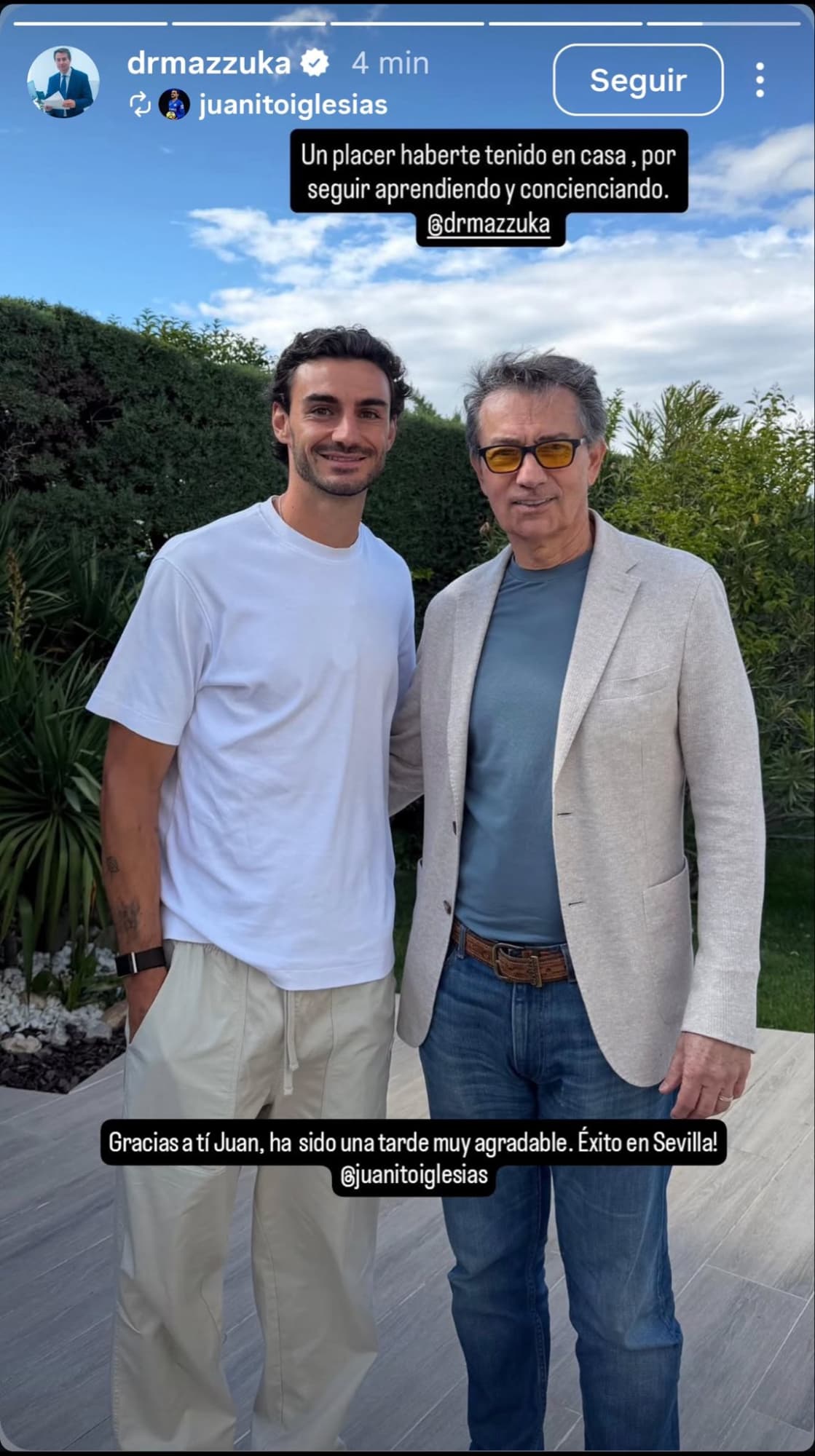 La 'storie' de Marcos Mazzuka junto a Juan Iglesias