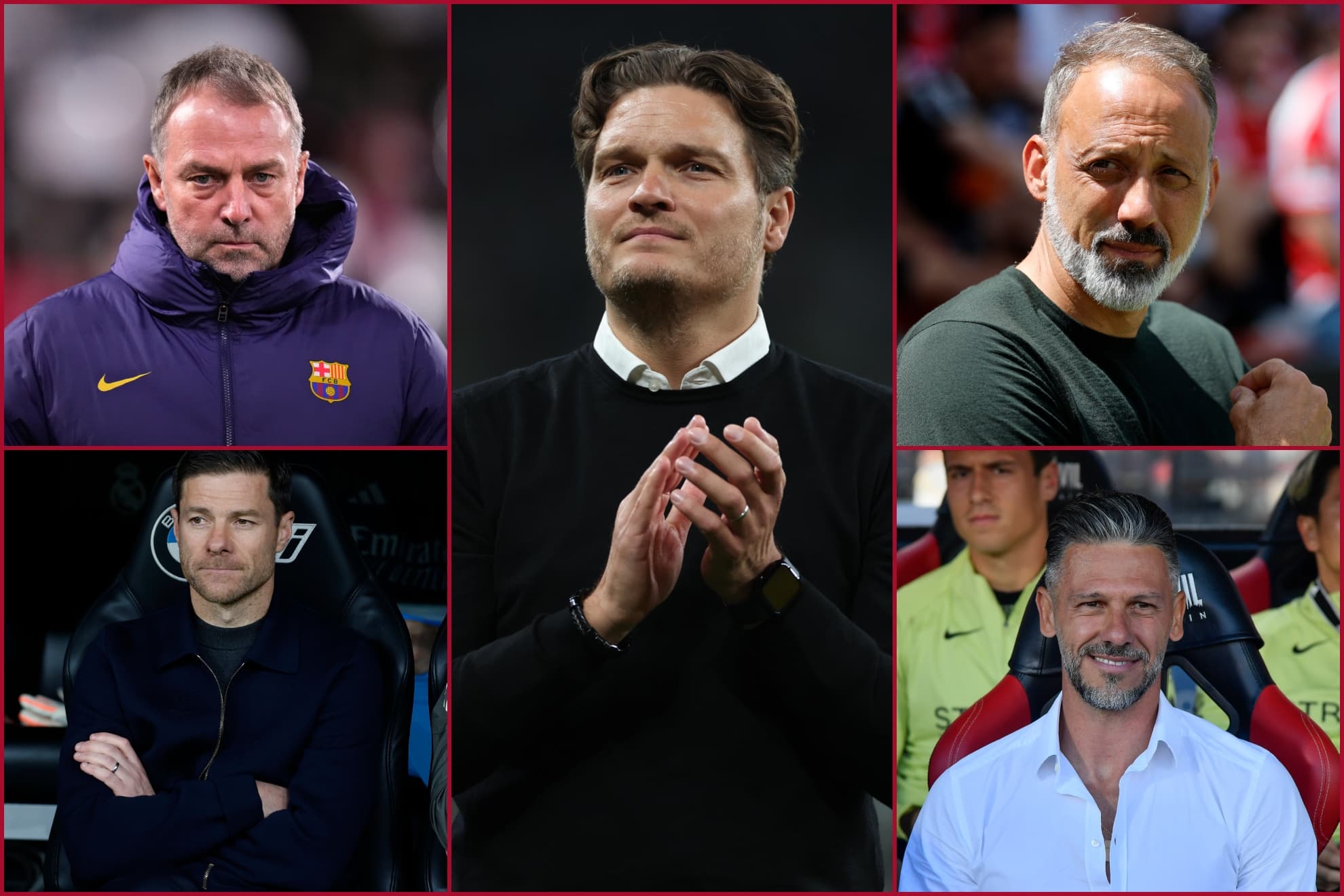 Hansi Flick, Xabi Alonso, Edin Terzic, Pelegrino Matarazzo y Martín Demichelis