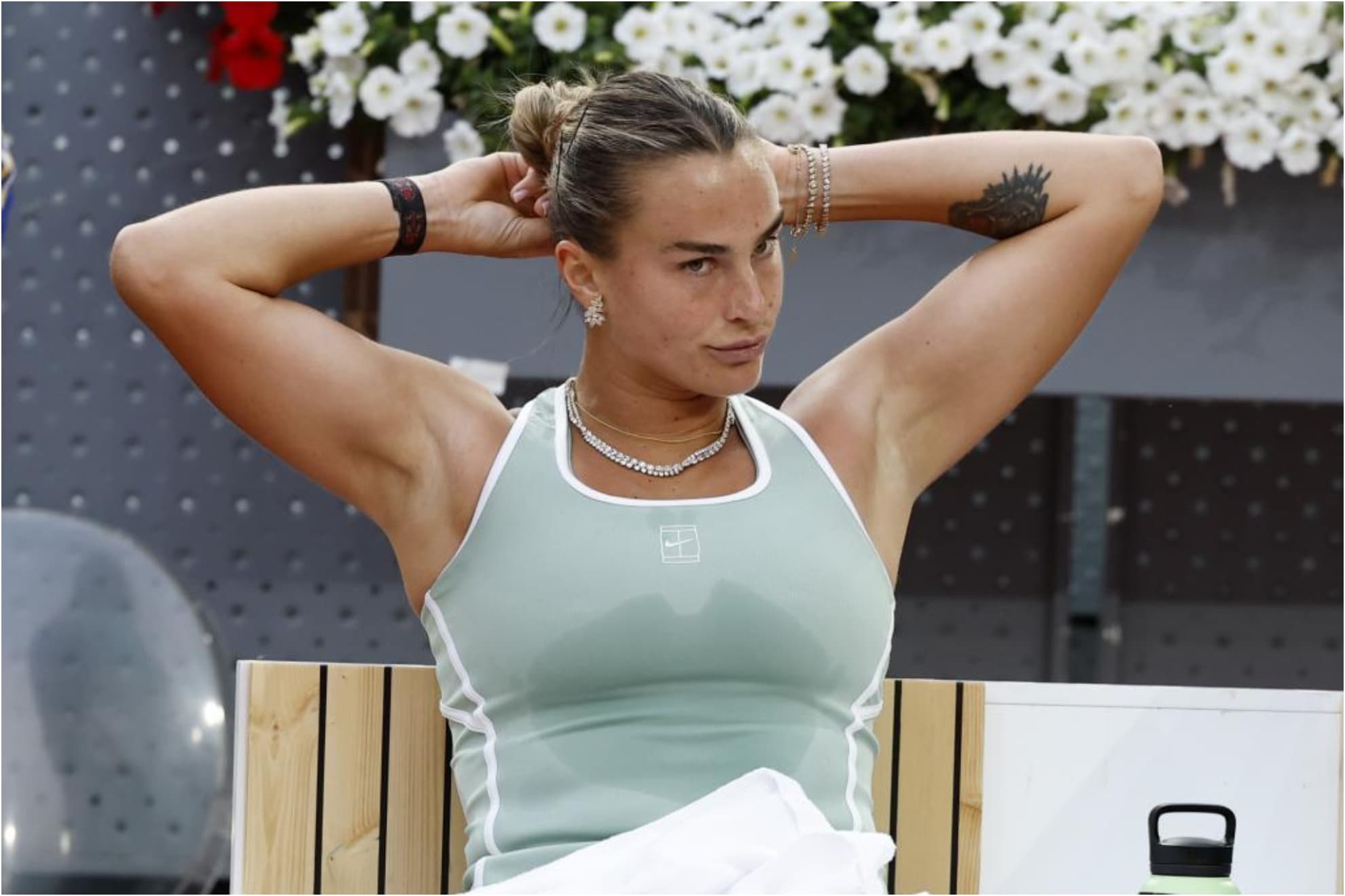 Aryna Sabalenka, durante un partido en el Mutua Madrid Open.