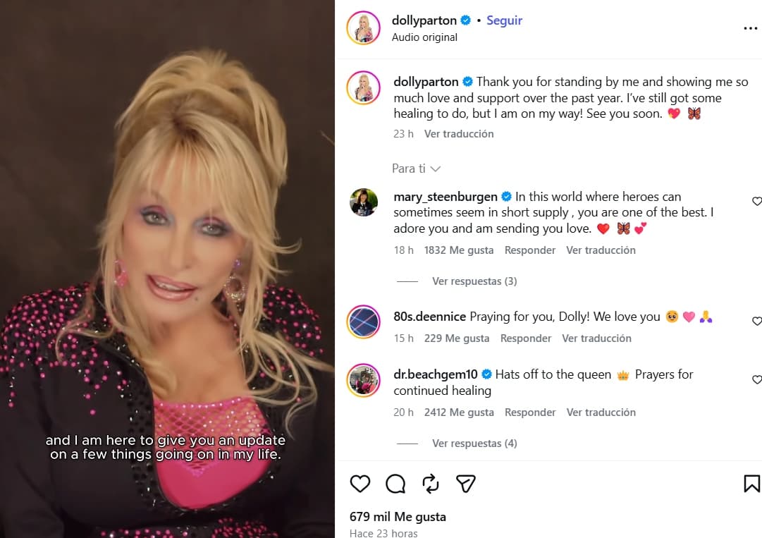 El post de Dolly Parton en Instagram.