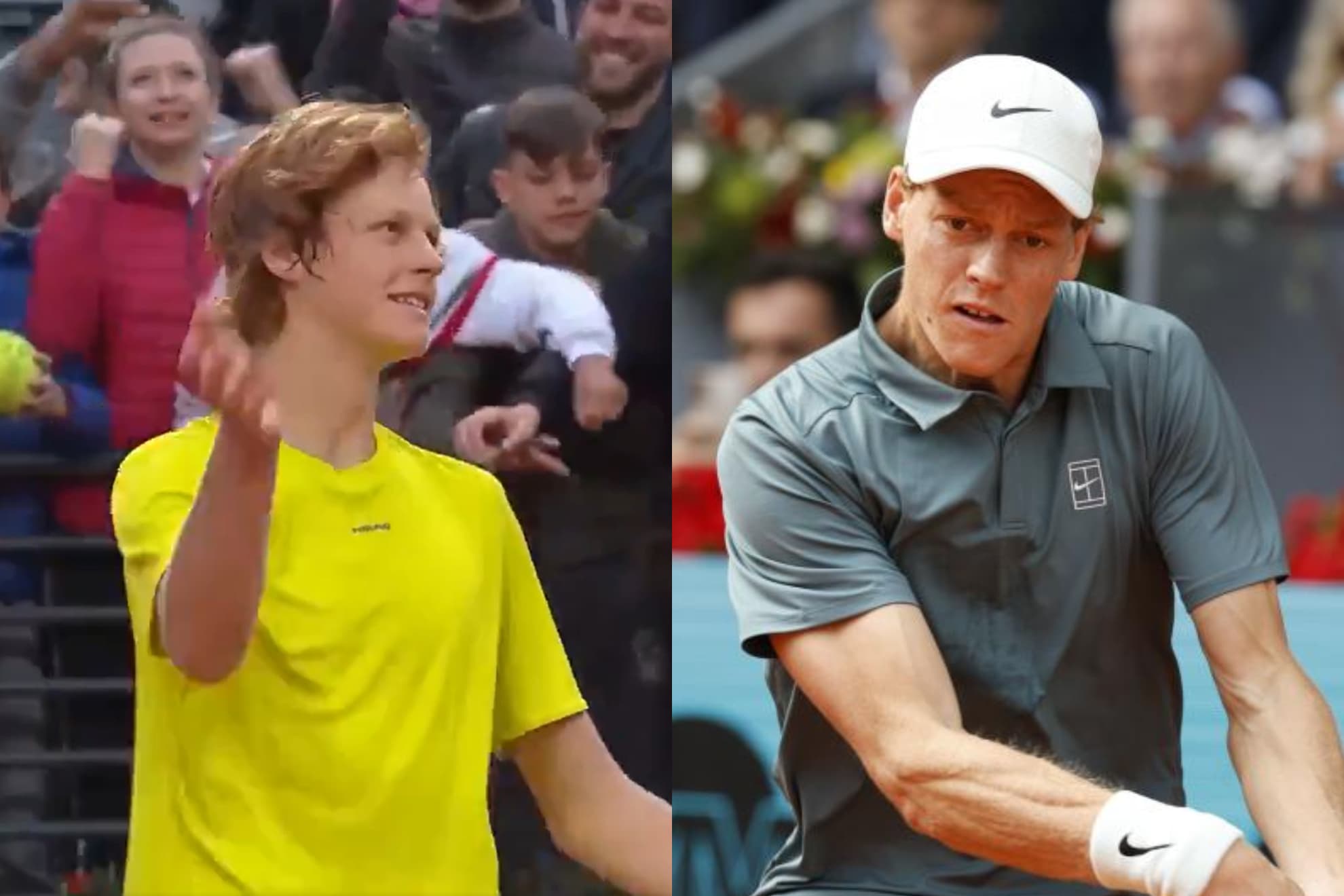 Sinner, en el Masters 1000 de Roma de 2019 y en el Mutua Madrid Open de 2026.