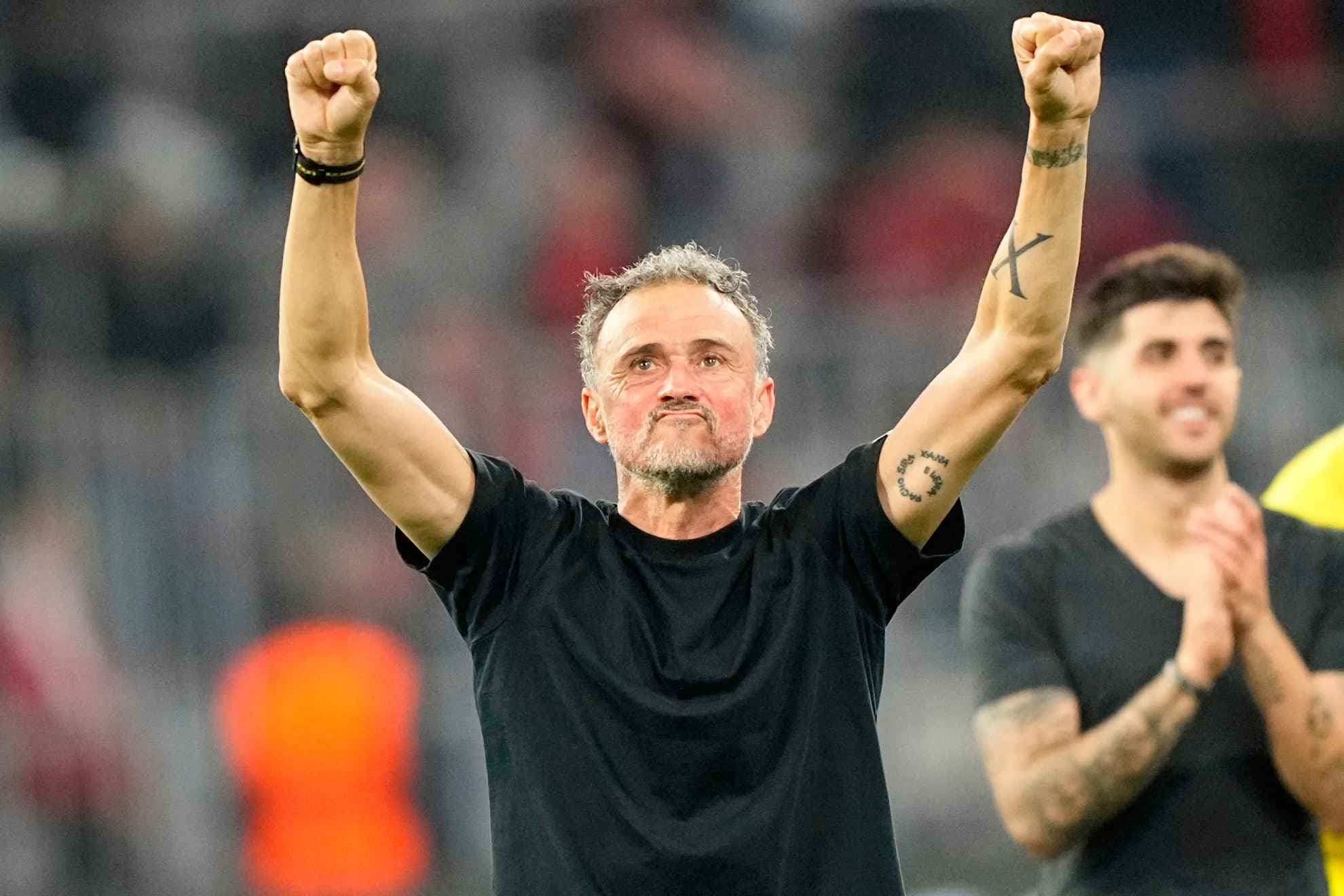 Luis Enrique celebra el pase a la final en Múnich
