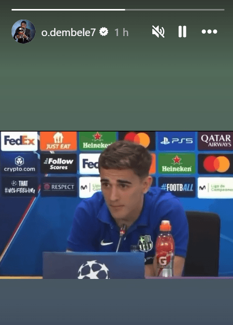 Historia de Dembélé en Instagram