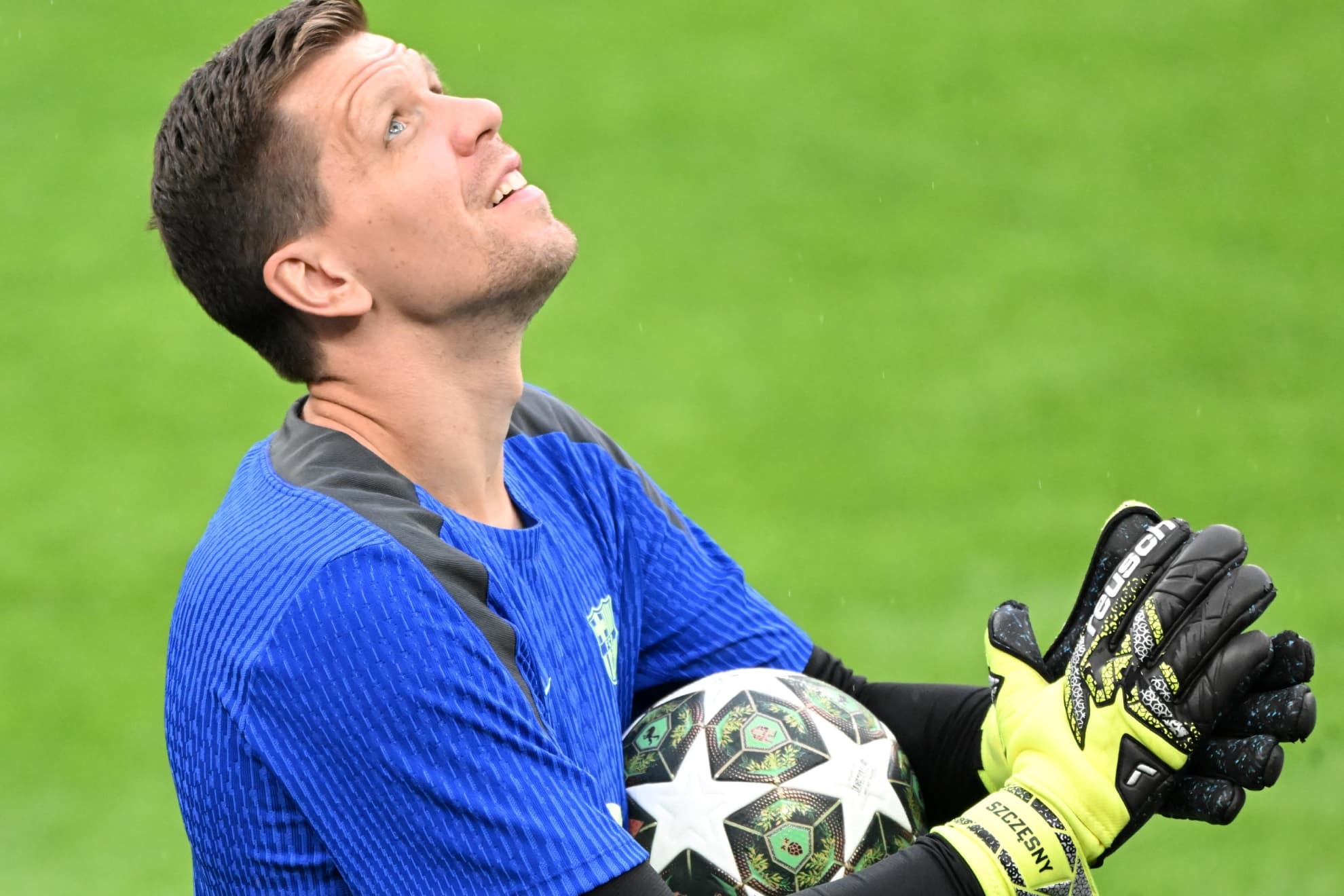 Wojciech Szczesny durante un entrenamiento con el Barça.