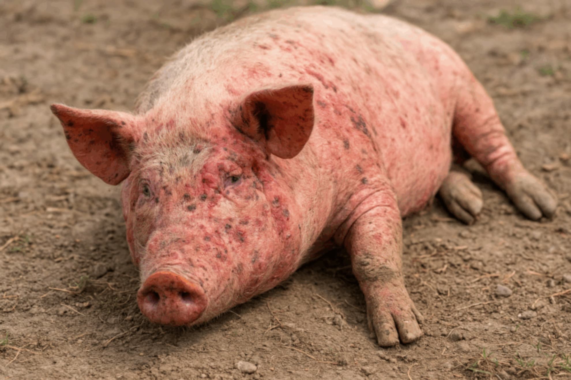 Un cerdo afectado por la peste porcina.